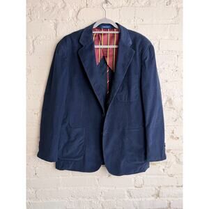 T Harris London Navy Corduroy Blazer Jacket Mens L Classic Preppy Sports Coat